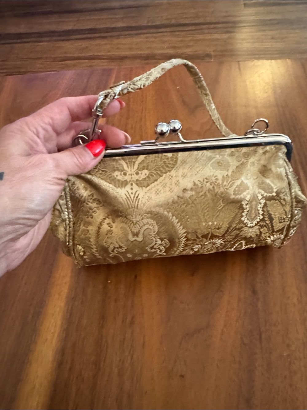 Jaclyn Smith Gold Brocade Wristlet Clutch - Elegant Evening Bag purse vintage
